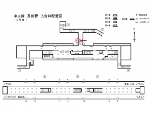 Osaka／Metro（大阪メトロ）　長田駅／中央線長田駅№3-004№004駅看板・駅広告、位置図
