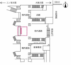 JR 尼崎駅/尼崎駅マルチビジョンデジタルサイネージ、位置図