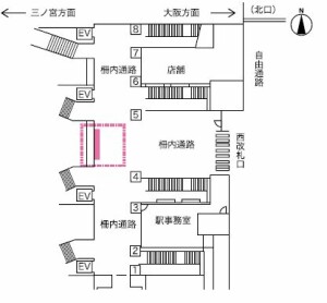 JR　尼崎駅／尼崎駅マルチビジョンデジタルサイネージ、位置図