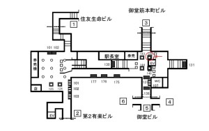 Osaka／Metro（大阪メトロ）　本町駅／御堂筋線№2-145№145、位置図