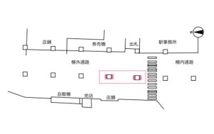 JR　森ノ宮駅／森ノ宮駅コンコース4面セット№4デジタルサイネージ、位置図