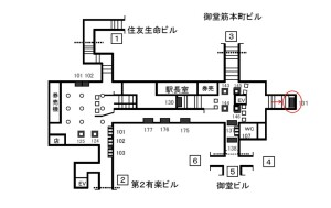 Osaka／Metro（大阪メトロ）　本町駅／御堂筋線№2-131№131、位置図