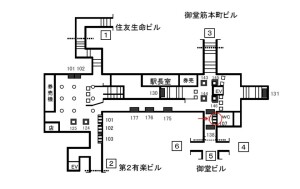 Osaka／Metro（大阪メトロ）　本町駅／御堂筋線№3-107№107、位置図