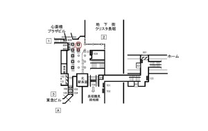 Osaka／Metro（大阪メトロ）　心斎橋駅／御堂筋線№2-105№105、位置図