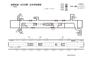 Osaka／Metro（大阪メトロ）　北花田駅／御堂筋線№2-007№007駅看板・駅広告、位置図