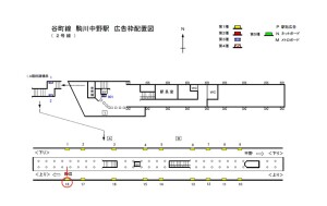 Osaka／Metro（大阪メトロ）　駒川中野駅／谷町線№1-018№018駅看板・駅広告、位置図