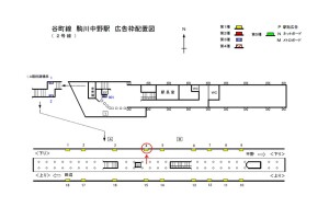 Osaka／Metro（大阪メトロ）　駒川中野駅／谷町線№1-004№004駅看板・駅広告、位置図