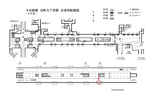 Osaka／Metro（大阪メトロ）　谷町九丁目駅／千日前線谷町九丁目駅№1-512№512駅看板・駅広告、位置図