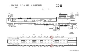 Osaka／Metro（大阪メトロ）　なかもず駅／御堂筋線№1-020№020、位置図