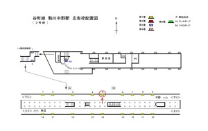 Osaka／Metro（大阪メトロ）　駒川中野駅／谷町線№1-005№005駅看板・駅広告、位置図