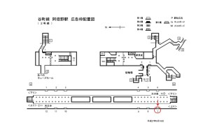 Osaka／Metro（大阪メトロ）　阿倍野駅／谷町線№1-007№007、位置図