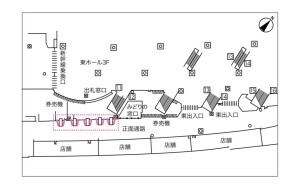 JR　新大阪駅／新大阪駅3階東西自由通路セット№3デジタルサイネージ、位置図