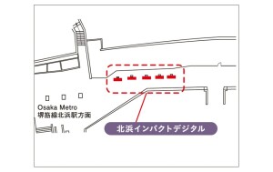 京阪　北浜駅／北浜インパクトデジタルデジタルサイネージ、位置図