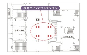 京阪　枚方市駅／枚方市インパクトデジタルデジタルサイネージ、位置図