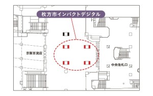 京阪　枚方市駅／枚方市インパクトデジタルデジタルサイネージ、位置図