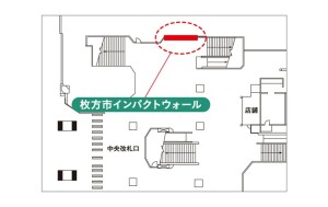 京阪　枚方市駅／インパクトウォール駅看板・駅広告、位置図