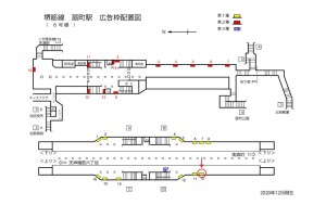 Osaka／Metro（大阪メトロ）　扇町駅／堺筋線扇町駅№1-010№010駅看板・駅広告、位置図